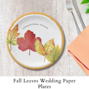 Fall Leaves Wedding Paper Plates