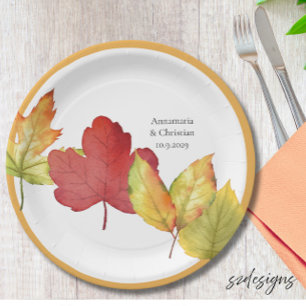Fall Leaves Wedding Paper Plates