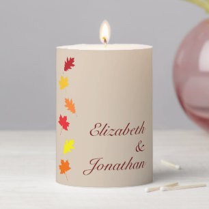 Fall Leaves Wedding Pillar Candle
