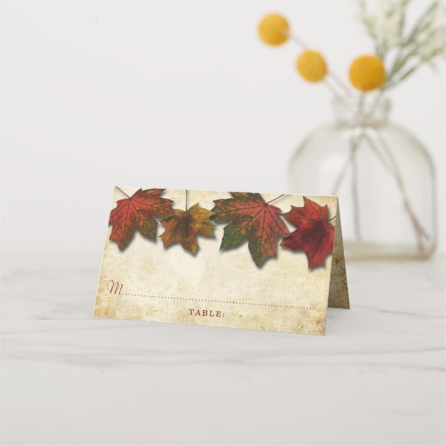 Fall Leaves Wedding Place Card (Front)