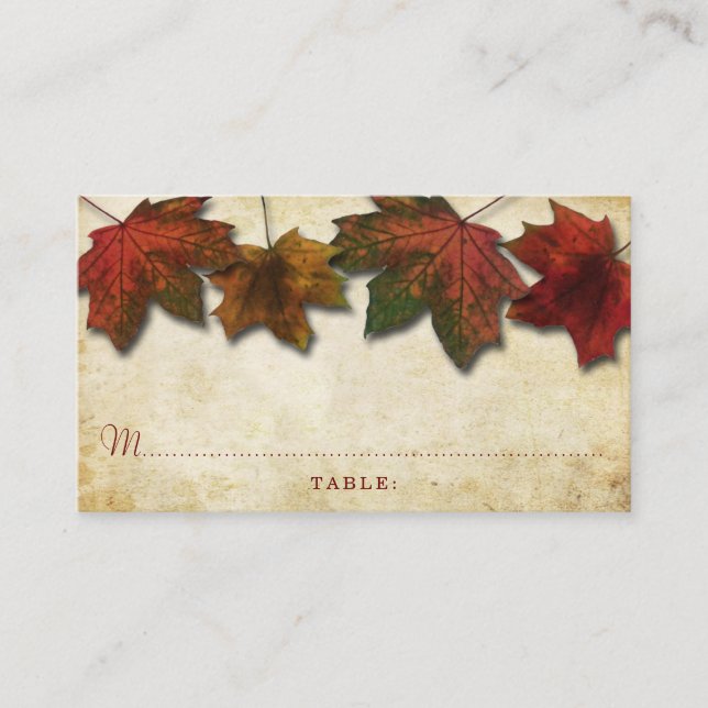 Fall Leaves Wedding Place Card (Front)