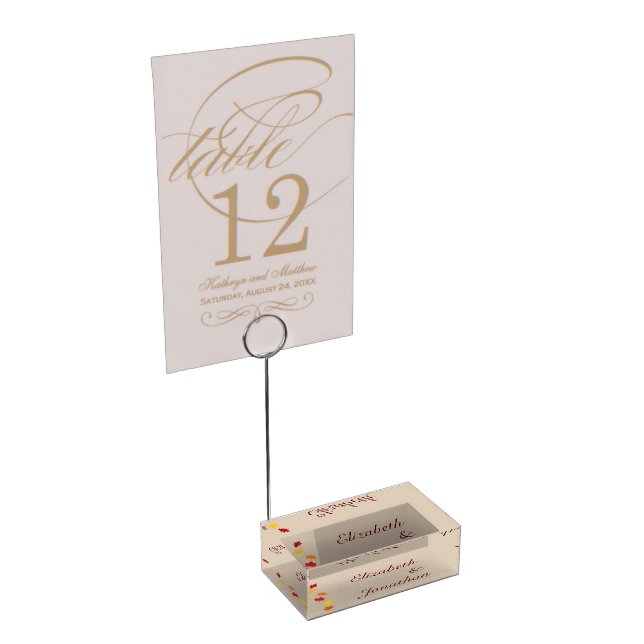 Fall Leaves Wedding Place Card Holder (Corner)