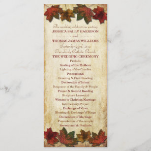 Autumn Fall Wedding Programs Zazzle