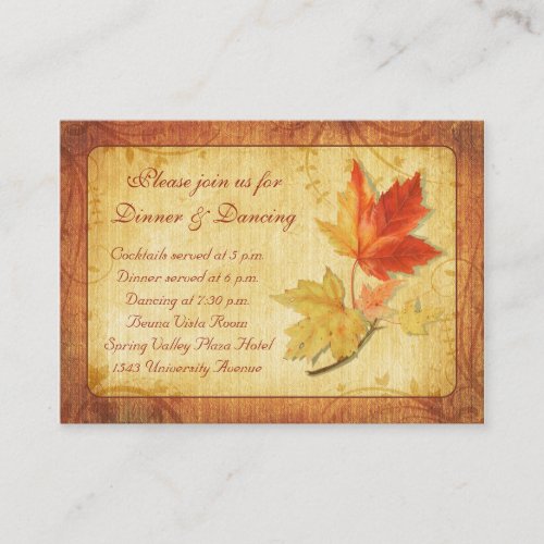 Fall Leaves Wedding Reception Card Business Cards
