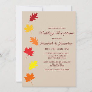 Fall Leaves Wedding Reception Invitation