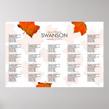 Fall Leaves Wedding Reception Seating Chart by fallcolors at Zazzle