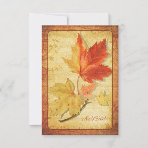 Fall Leaves Wedding Reply Card (RSVP Card)