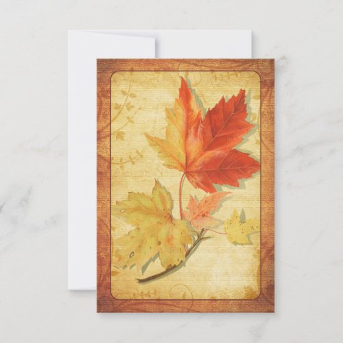 Fall Leaves Wedding Reply Card (RSVP Card) Ver Two Personalized Invites