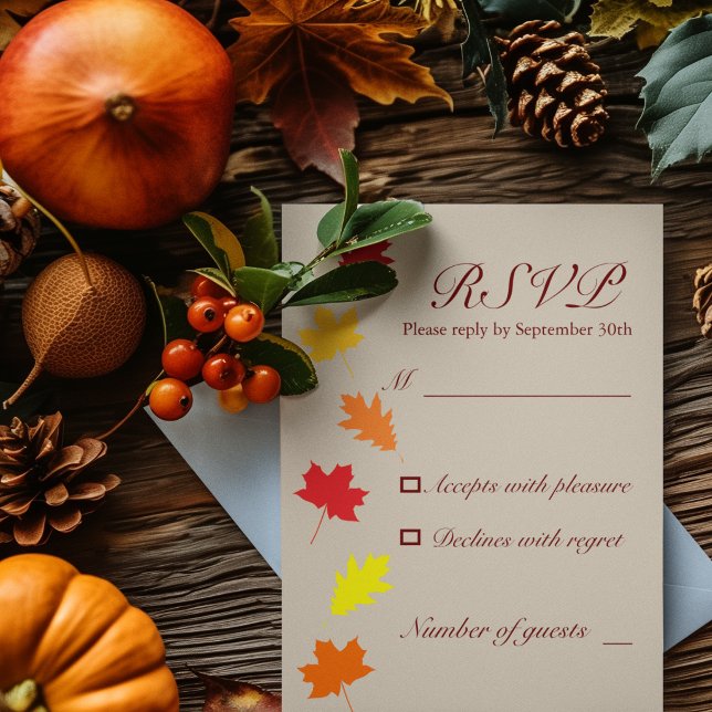 Fall Leaves Wedding RSVP Card (Creator Uploaded)