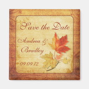 Fall Leaves Wedding Save the Date Magnet