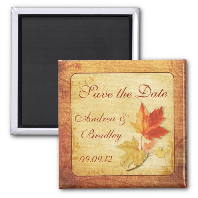 Fall Leaves Wedding Save the Date Magnet (Front)