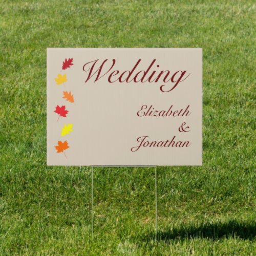 Fall Leaves Wedding Sign