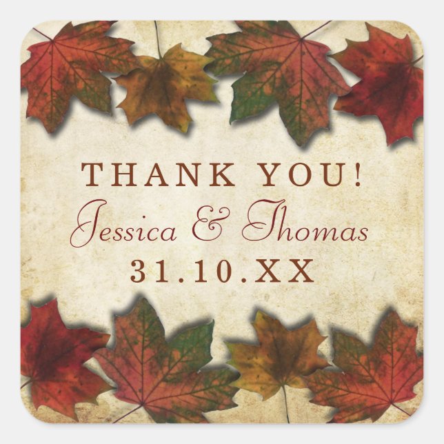 Fall Leaves Wedding Sticker (Front)