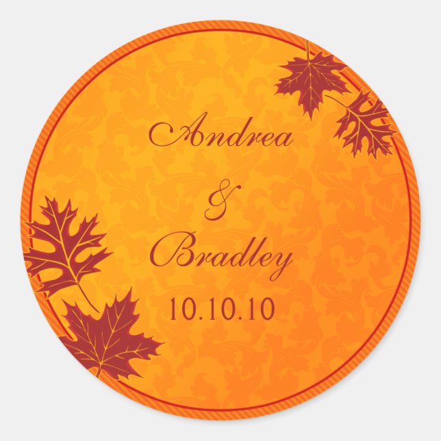 Fall Leaves Wedding Stickers (Front)