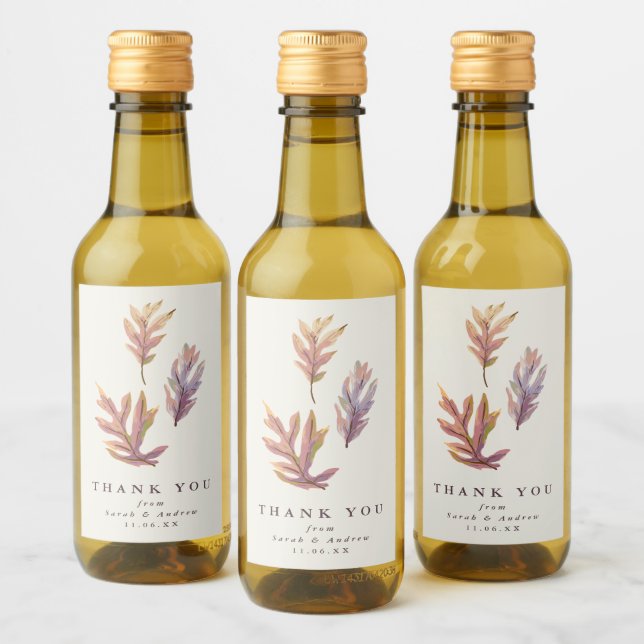 Fall leaves wedding thank you wine label (Bottles)