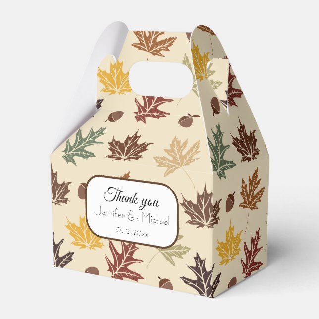 Fall Leaves Wedding Thank Your Custom Text Favor Boxes (Front Side)