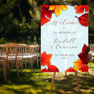 Fall Leaves Wedding Welcome Sign