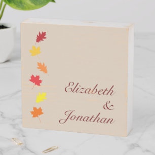 Fall Leaves Wedding Wooden Box Sign