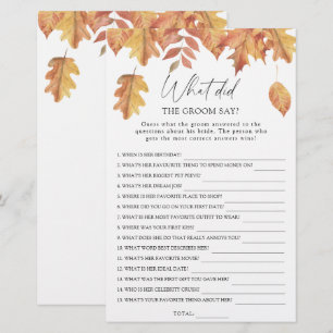 Fall leaves - What did the groom say bridal game