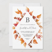 Fall Leaves | White & Burgundy Diamond Wedding Invitation (Front)