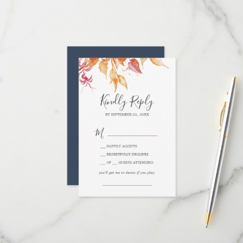 Fall Leaves  White  Burgundy Song Request RSVP