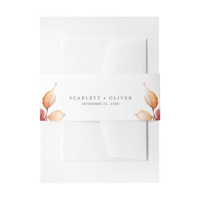 Fall Leaves | White Wedding Invitation Belly Band (Front Example)