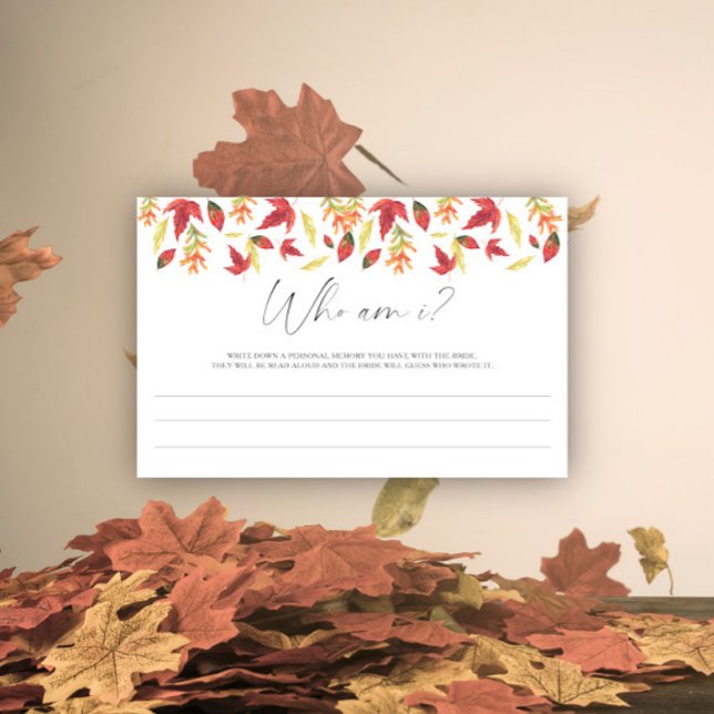 Fall leaves - Who am I bridal shower game Stationery (Creator Uploaded)