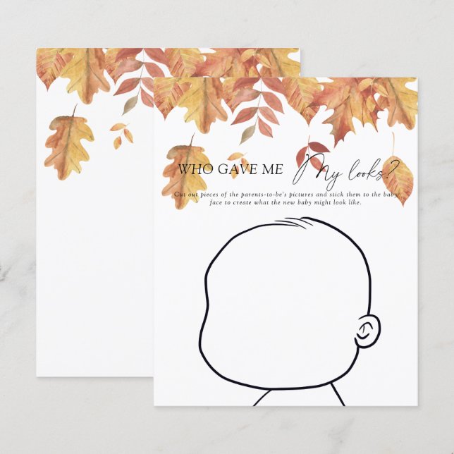 Fall leaves - Who gave me my looks baby game (Front/Back)