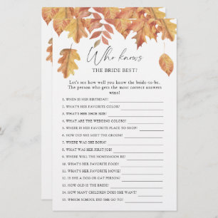 Fall leaves - Who knows the bride best game