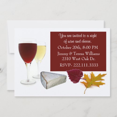 Fall Leaves Wine and Cheese Party Invitation