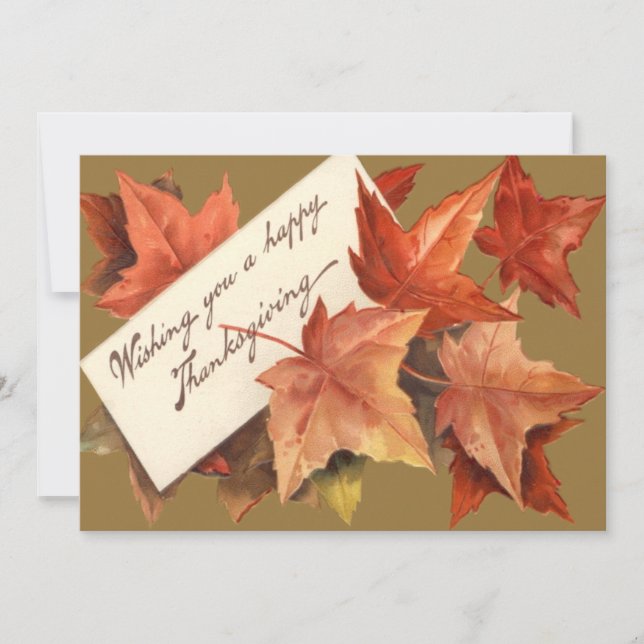 Fall Leaves Wishing You A Happy Thanksgiving Holiday Card (Front)