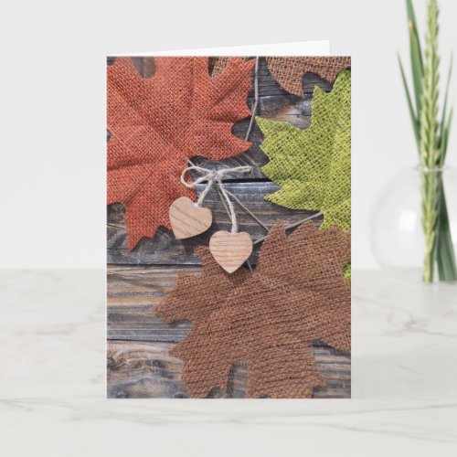 Fall Leaves with Heart Thank You Card