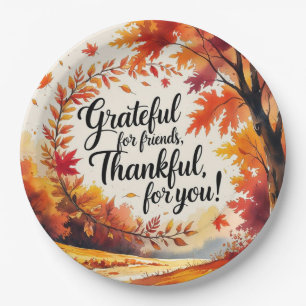 Fall leaves with maple leaves Autumn Paper Plates