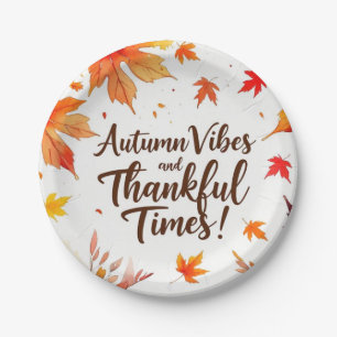 Fall leaves with maple leaves Autumn Paper Plates