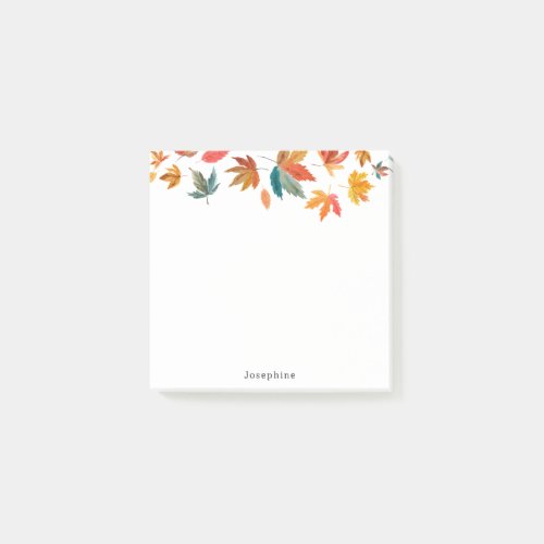 Fall Leaves With Personalized Name Post_it Notes