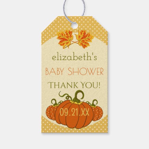 Fall Leaves with Pumpkins Shower Thank You Gift Tags