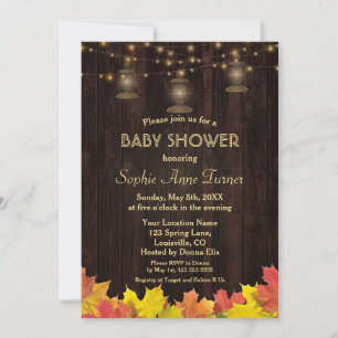 Fall Leaves Wood Old Lanterns BABY SHOWER Invitation