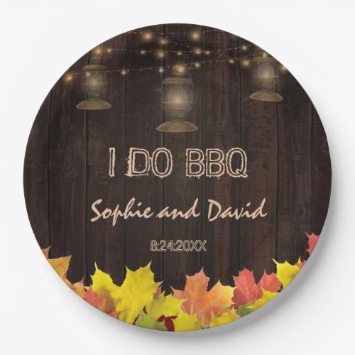 Fall Leaves Wood Old Lanterns I DO BBQ Paper Plates