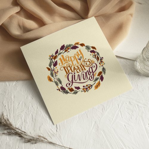 Fall Leaves Wreath Happy Thanksgiving card