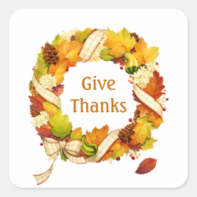 Fall leaves wreath Thanksgiving Sticker (Front)