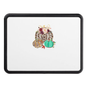 Fall Leopard Cheetah Pumpkin Rustic Halloween Than Hitch Cover
