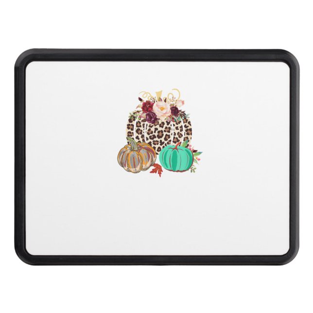 Fall Leopard Cheetah Pumpkin Rustic Halloween Than Hitch Cover (Front)