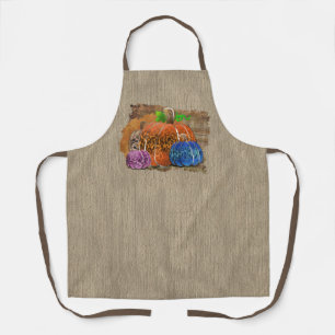Fall Leopard Print Autumn Pumpkins On Plaid Apron
