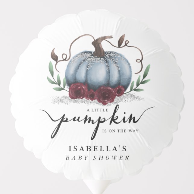 Fall Little Blue Pumpkin Baby Shower Balloon (Front)