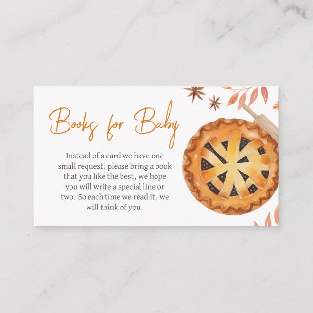 Fall Little Cutie Pie Baby Shower Books for Baby Enclosure Card (Front)