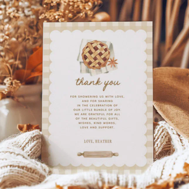 Fall Little Cutie Pie Baby Shower Thank You Card | Zazzle