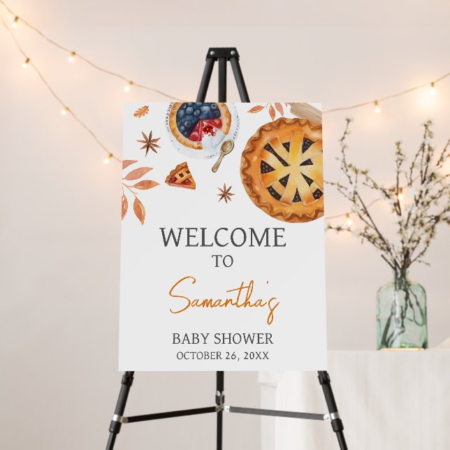 Fall Little Cutie Pie Baby Shower Welcome Sign (In Situ (Stand))