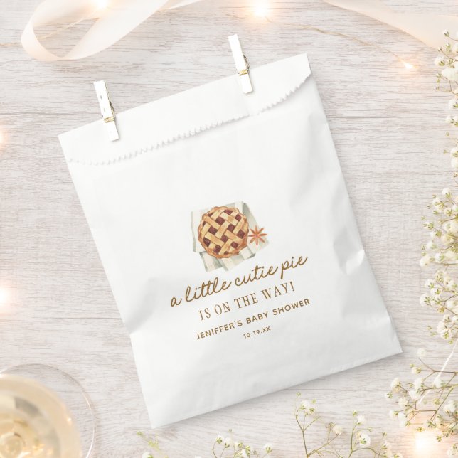 Fall Little Cutie Pie Is On The Way Baby Shower Favor Bag (Clipped)
