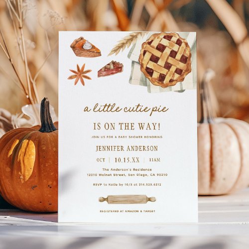 Fall Little Cutie Pie Is On The Way Baby Shower Invitation