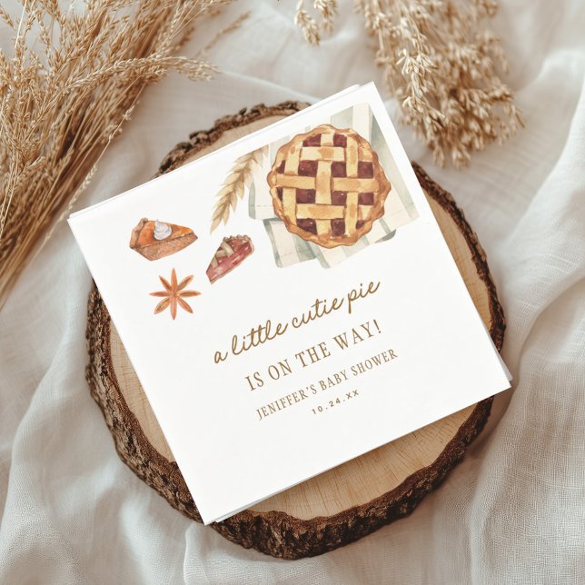 Fall Little Cutie Pie Is On The Way Baby Shower Napkins (Creator Uploaded)